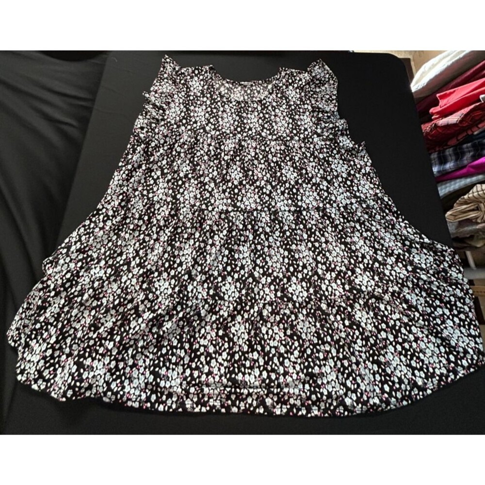 Heimish USA 3X Cami Blouse Dark Navy Blue Pink Floral Ruffle Sleeve Top NWOT